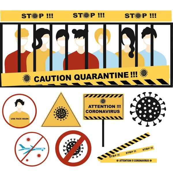 Coronavirus Pandemie Stopp Quarantäne Aufmerksamkeit Covid 2019 Ncov Novel Coronavirus — Stockvektor