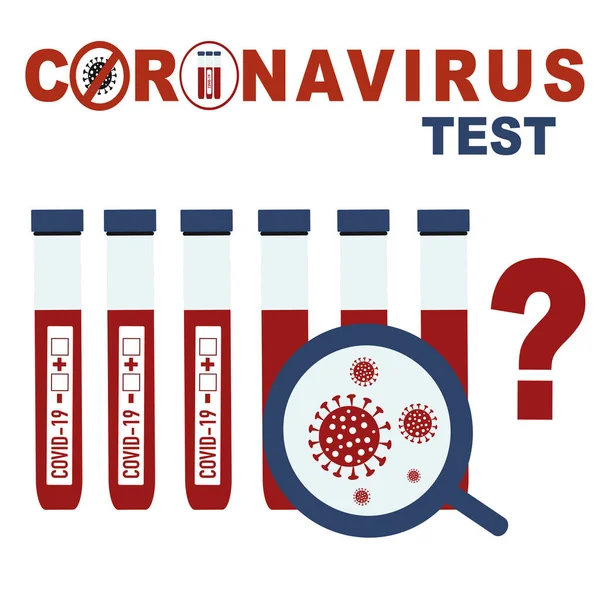 Test Coronavirus Concepto Pandémico Tubos Sanguíneos Del Paciente Test Covid — Vector de stock