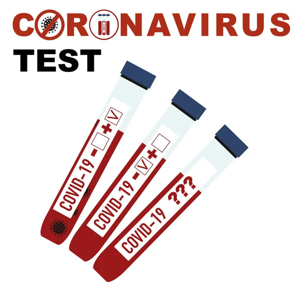 Test Coronavirus Concepto Pandémico Tubos Sanguíneos Del Paciente Test Covid — Vector de stock