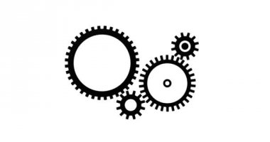 Etkileşen vites mekanizması. Yavaş tutarlı döndürme. Sorunsuz döngü animasyon. 