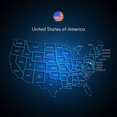 Amerika Birleşik Devletleri harita. Techno vektör.