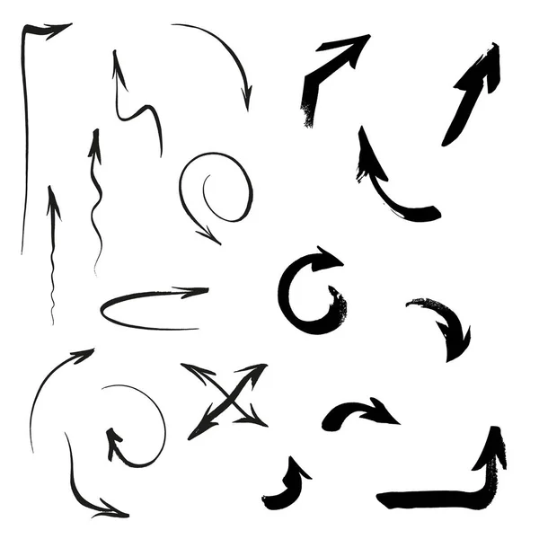 Flèches Ensemble vectoriel Brossé à la main — Image vectorielle
