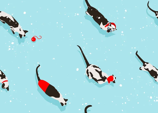 Siamese kat patroon Nieuwjaar juiste Snowy — Stockvector
