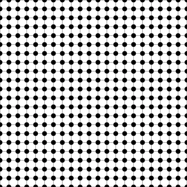 Black And White Dot Seamless Pattern On Grid — Stock Vector