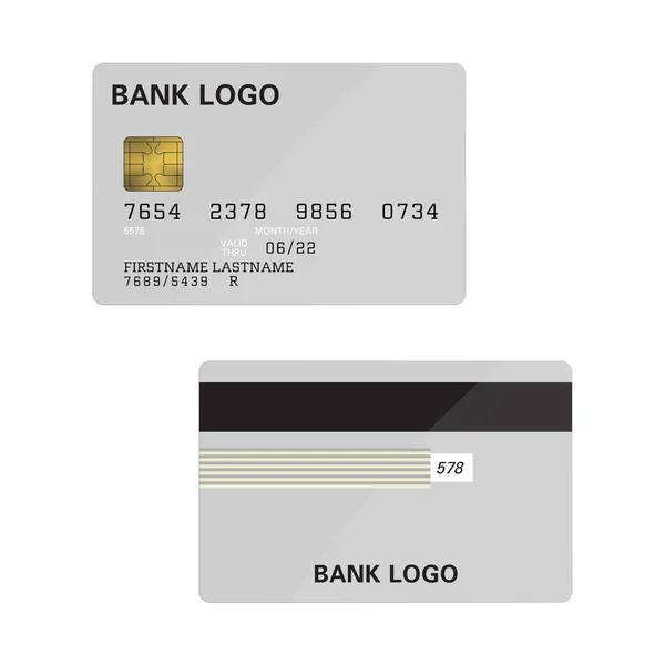 本文と分離された銀行カード灰色モックアップ Teplate — ストックベクタ