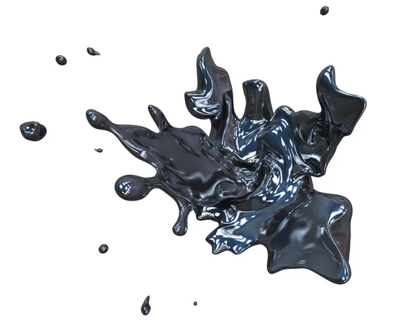 金属液体飞溅和旋转抽象波3d — 图库照片