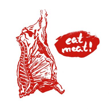 Red Engrave Cow Carcass Eat Meat clipart