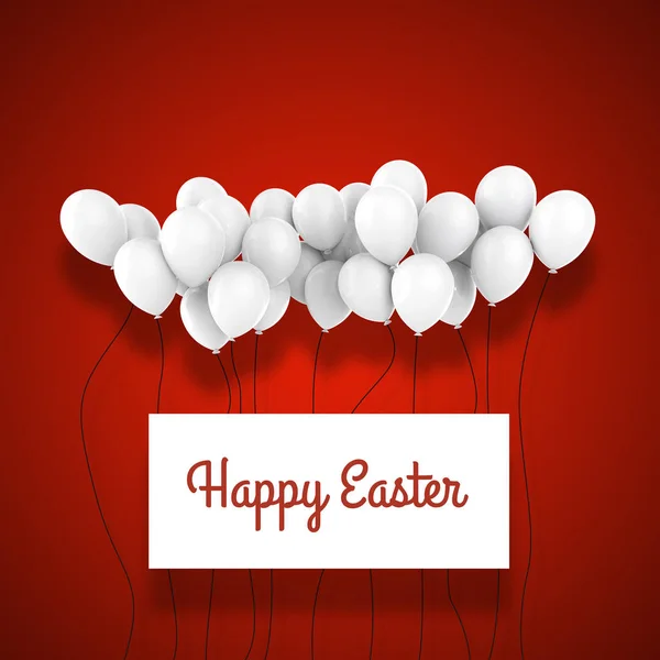 Happy Easter White Balloon 3d Composition Mockup