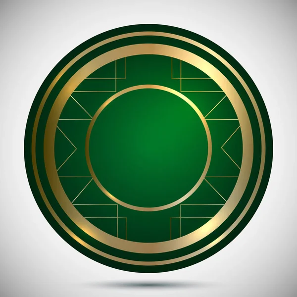 Casino Chip ornamento de oro Plantilla verde Vector — Vector de stock