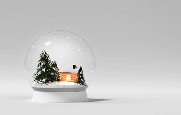 Noel Yeni Yıl Cam Küresi Kar Ağacı 3d Beyaz