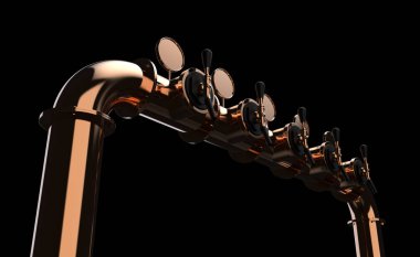 Bira Kulesi Beş Tap Pompası 3d Render Çubuğu Ekipmanı