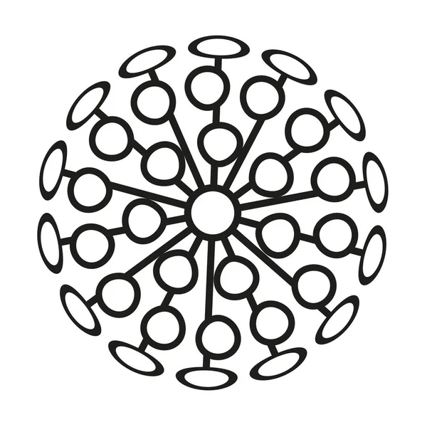 Esfera Simple Del Virus Emblema Logotipo Microbio Gráfico Símbolo Lineal — Vector de stock