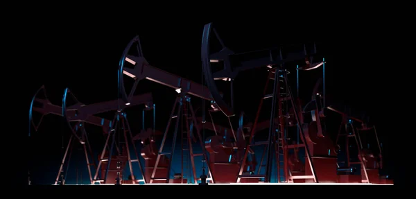 Bomba Aceite Render Equipo Industria Petrolera Por Noche Concepto Industrial — Foto de Stock