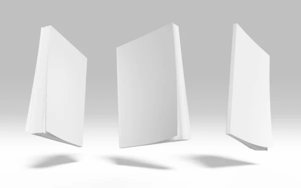 ブックカバーモックアップ 3Dレンダリング図です 現実的な光と影とクリアノートパッド 顔と背中側のビュー Sketchpad空のテンプレート 白紙のメモだ ホワイトモデルのジャーナルパースペクティブ — ストック写真