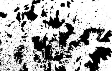 Kentsel grunge mürekkep desenli el fırçası. Soyut, eski, kirli baskı. Vektör çizimi. Beyaz kağıtta siyah leke ve siluet. Ört, retro filtreyi çoğalt. Etkileyici sanat geçmişi.