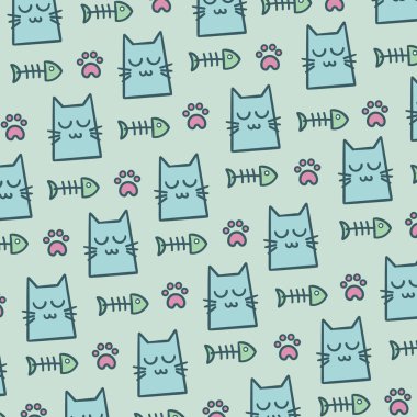 Kalıp Kittie ve Ayak İzleri ve Balıklar