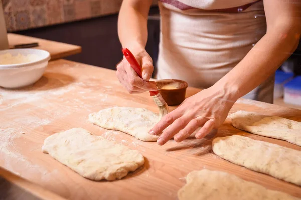 Making dough on table — Stock Photo, Image