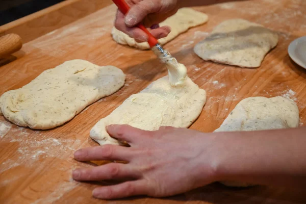 Making dough on table — Stock Photo, Image