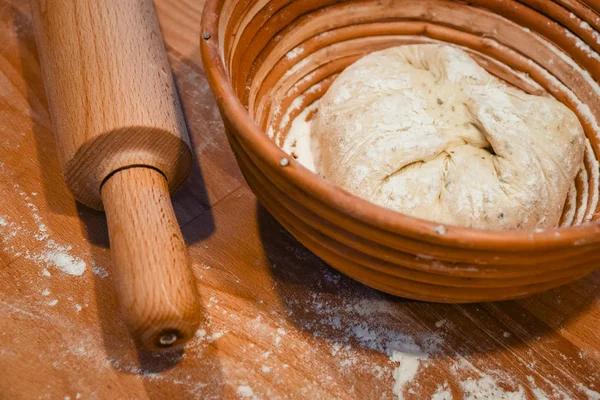 Making dough on table — Stock Photo, Image