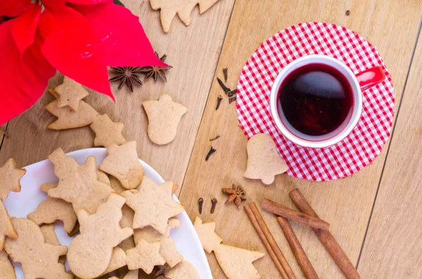 Copa de café con galletas de Navidad — Foto de Stock