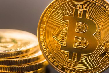 Altın Bitcoin para. Bitcoin cryptocurrency.