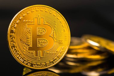 Altın Bitcoin para. Bitcoin cryptocurrency.
