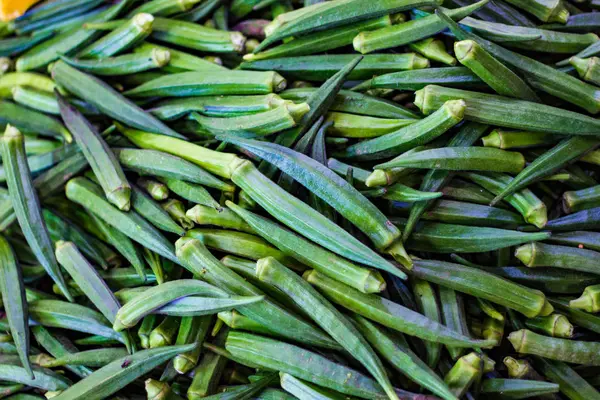 Zöld női ujj kiskereskedelmi növényi szuper piacon salec halom — Stock Fotó