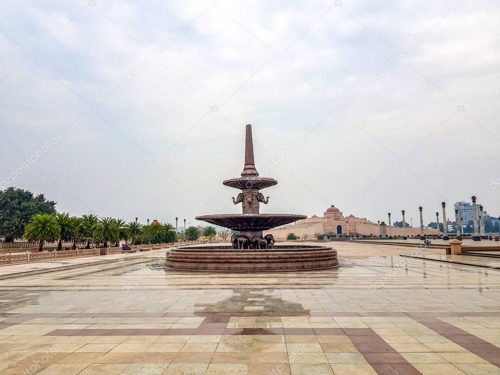 December 15.2019. The ambedkar memorial park of lucknow. It is a massive area of stonework in the city of lucknow and a popular tourist attraction.