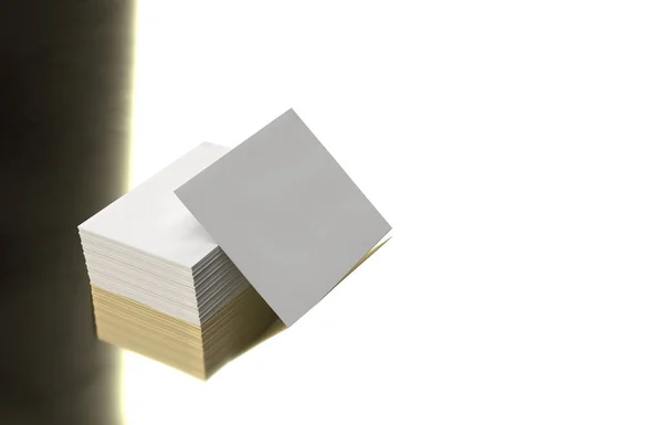 3d renderowanie białej wizytówki stosu makieta na odblaskowym tle metalowej podstawy mosiądzu — Zdjęcie stockowe