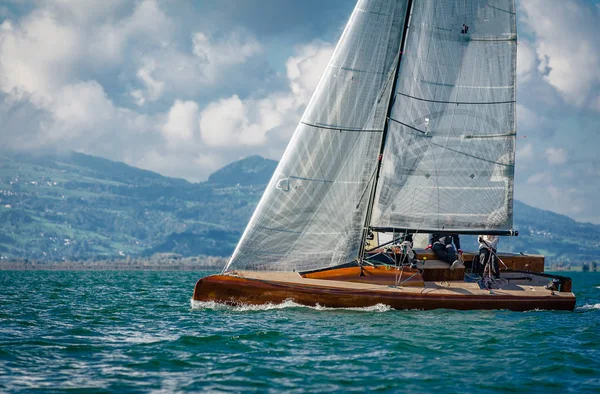 Wodden regatta sailboat — Stock Photo, Image