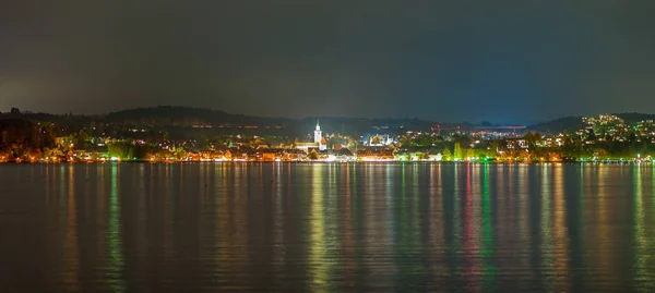 Panorama Uma Cidade Constância Lago Durante Noite — Fotografia de Stock