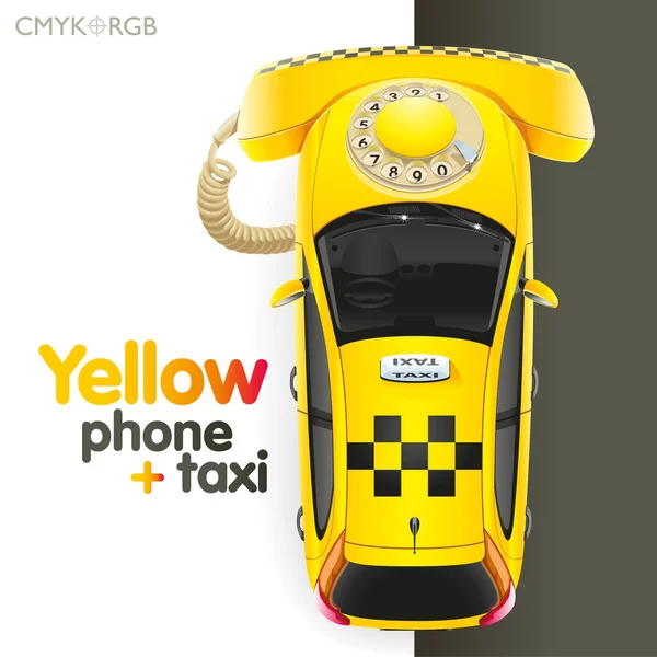 Taxi žluté telefon — Stockový vektor