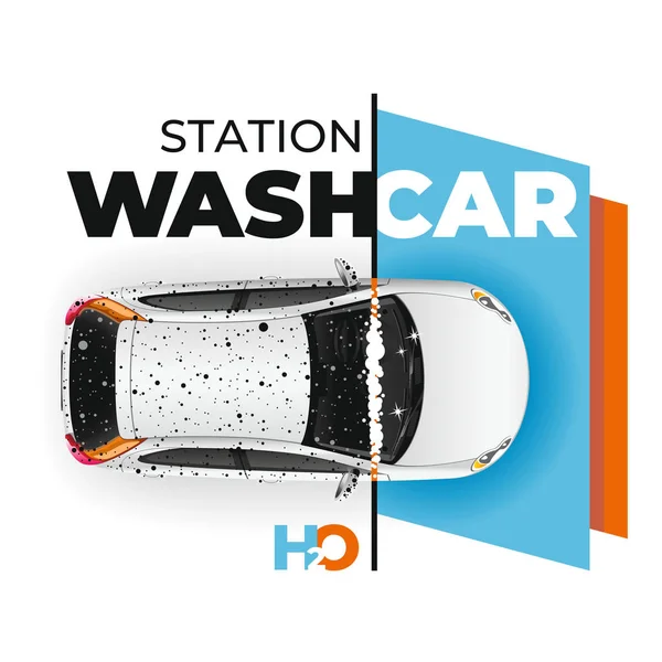 Auto reinigen en wassen — Stockvector