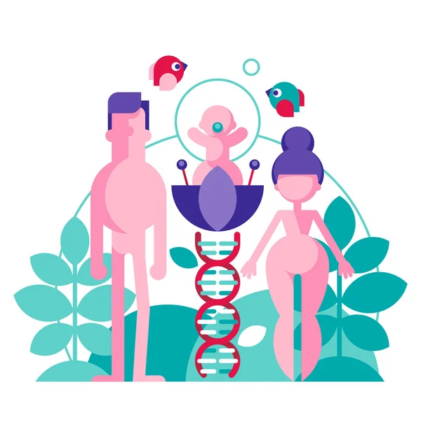 Kind Ouders en DNA-code — Stockvector