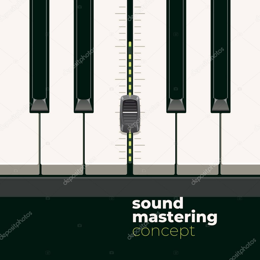 Conceptual illustration for a recording studio. Sound mixing, processing, mastering.