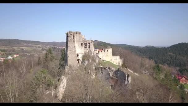 Kamenets Poblíž Odjykon Polsko Dubna 2018 Starobylé Zříceniny Středověkého Hradu — Stock video