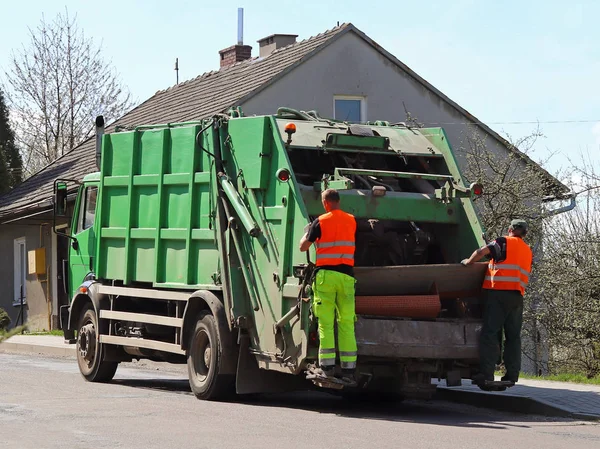 Biech Polonia Abril 2018 Transporte Basura Por Servicio Municipal Dos — Foto de Stock