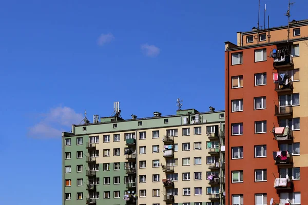 Modern Apartman Épületek Építészet Néhai Szovjet Időszak Színes Építészet Modern — Stock Fotó