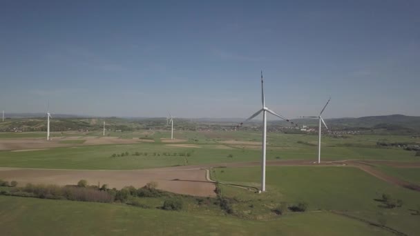 Flight Wind Power Station Daytime Spring Rotating Blades Energy Generators — Stock Video