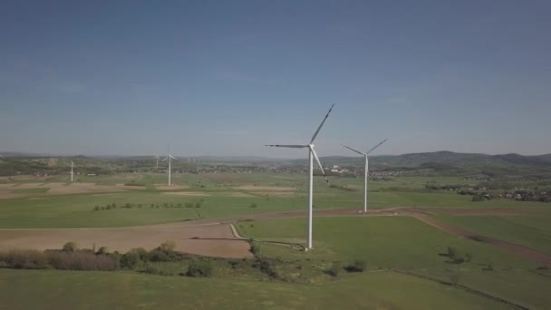 Flight Wind Power Station Daytime Spring Rotating Blades Energy Generators — Stock Video