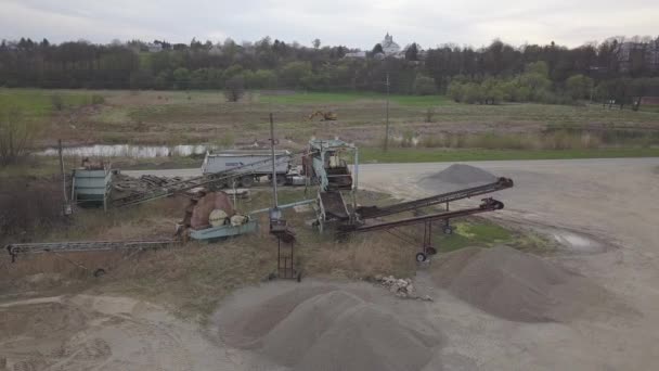 Debowiec Polonia Abril 2018 Extracción Lavado Clasificación Distracción Grava Río — Vídeo de stock