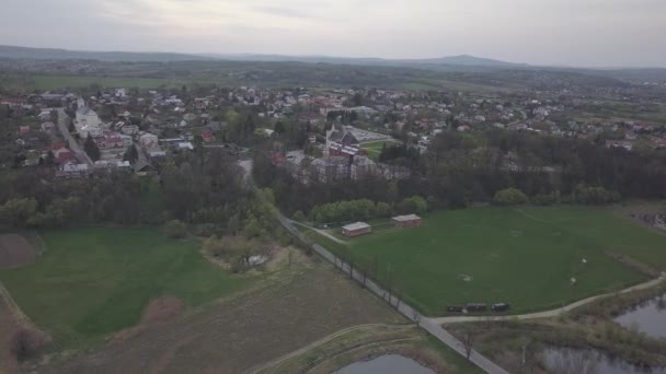 Panorama Terras Agrícolas Rurais Uma Vista Panorâmica Tiro Quadricóptero Avião — Vídeo de Stock