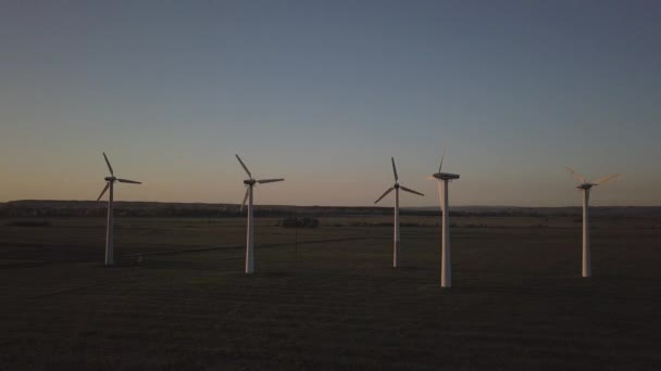 Gyor Region Hungary April 2018 Wind Power Station Sunset Drone — Stock Video