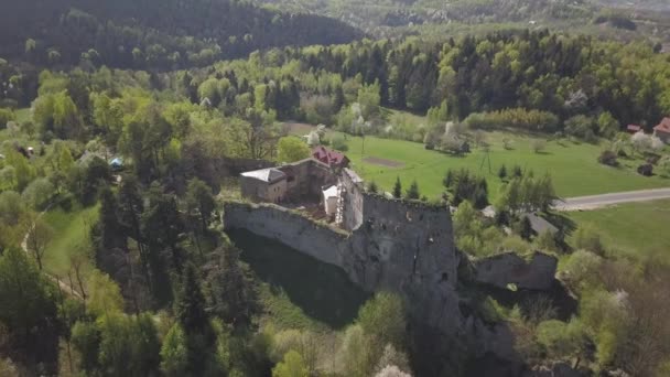 Kamenets Cerca Odjykon Polonia Abril 2018 Antiguas Ruinas Castillo Medieval — Vídeo de stock