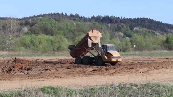 Vislock Řeka Polsko Května 2018 Sklápěč Načten Půdou Země Pracuje — Stock video