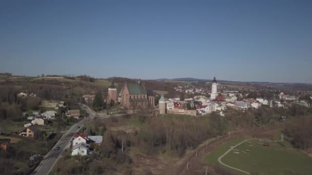 Biecz Poland 2019 Panorama Ancient Polish City Bech Aerial Photograph — Stock Video