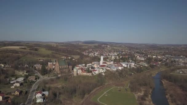 Biecz Poland 2019 Panorama Ancient Polish City Bech Aerial Photograph — Stock Video