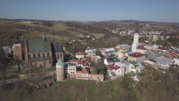 Biecz Polônia 2019 Panorama Antiga Cidade Polonesa Bech Fotografia Aérea — Vídeo de Stock