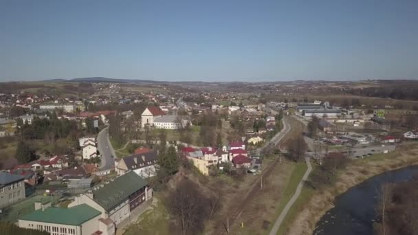 Biecz Poland 2019 Panorama Ancient Polish City Bech Aerial Photograph — Stock Video