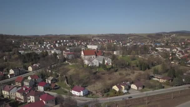 Biecz Polonia 2019 Panorama Antigua Ciudad Polaca Bech Fotografía Aérea — Vídeo de stock